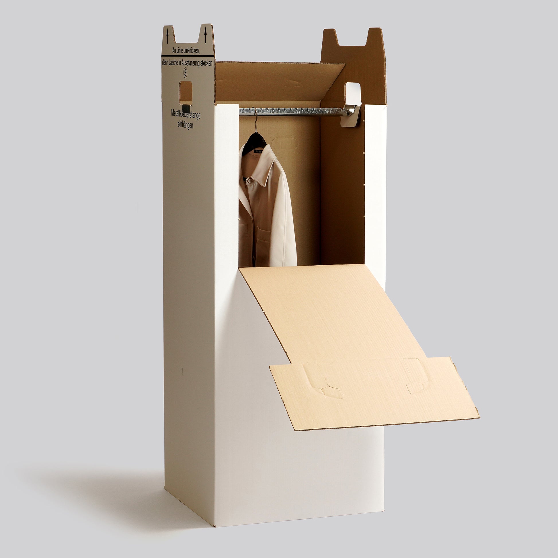 Kleiderbox weiß mit Metallstange 51 x  60 x 135 cm