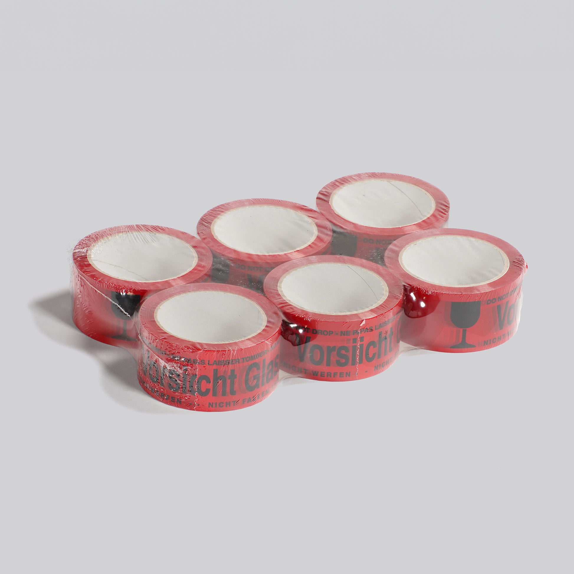 PP-Klebeband mit Warndruck Vorsicht Glas 50mm x 66 lfm