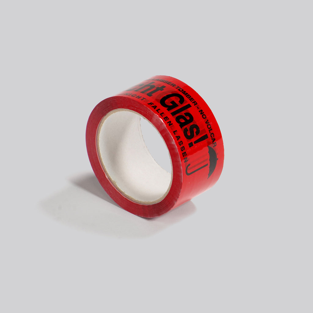 PP-Klebeband mit Warndruck Vorsicht Glas 50mm x 66 lfm