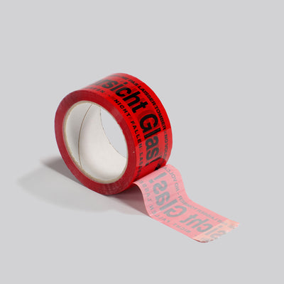 PP-Klebeband mit Warndruck Vorsicht Glas 50mm x 66 lfm